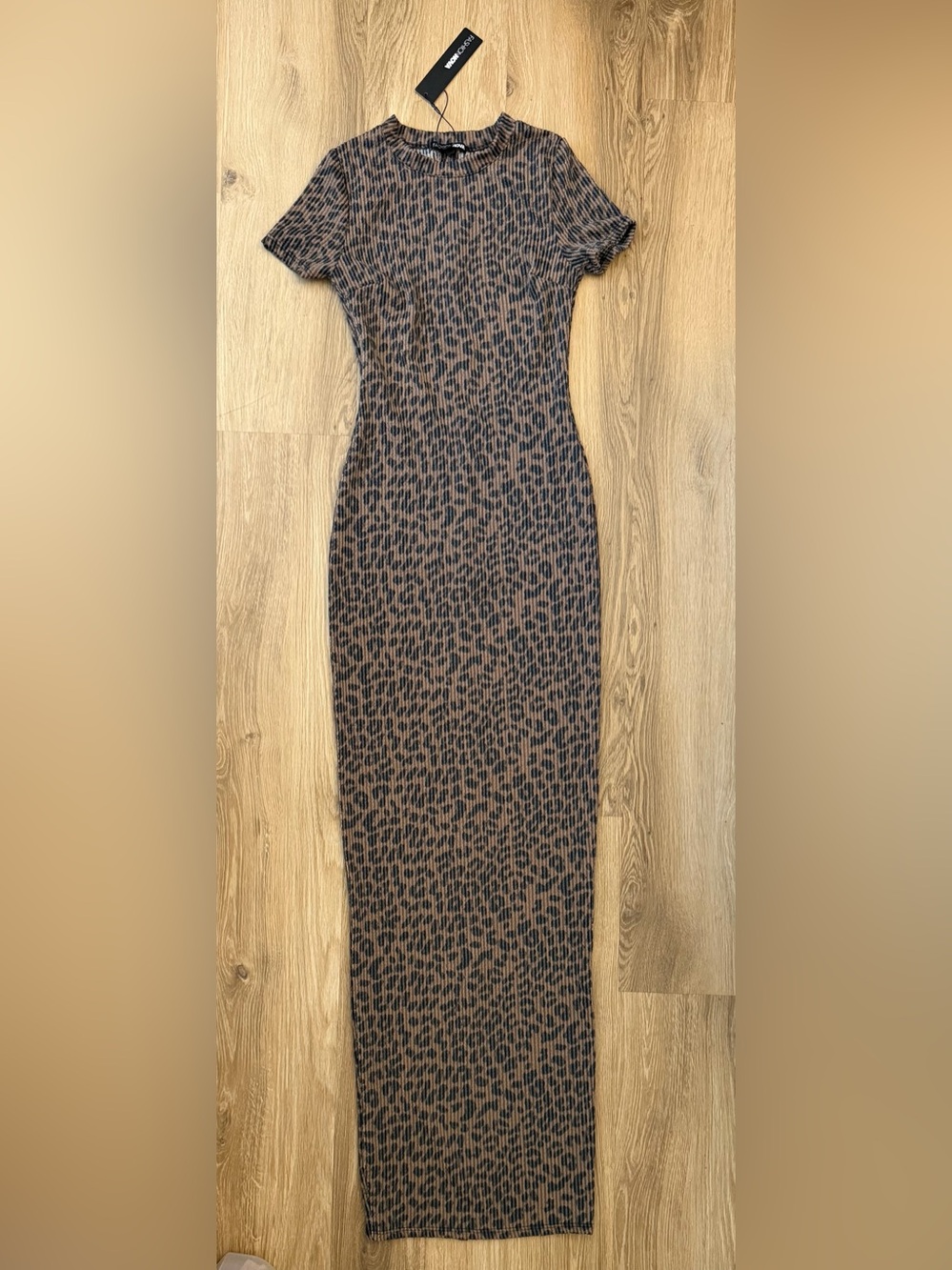 SHEIN Leopard Print Knit Maci Dress - Brown